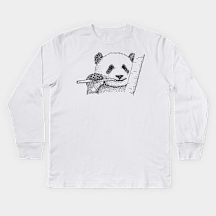 Panda Bamboo Vegan Cute China Art Dots Love Nature Kids Long Sleeve T-Shirt